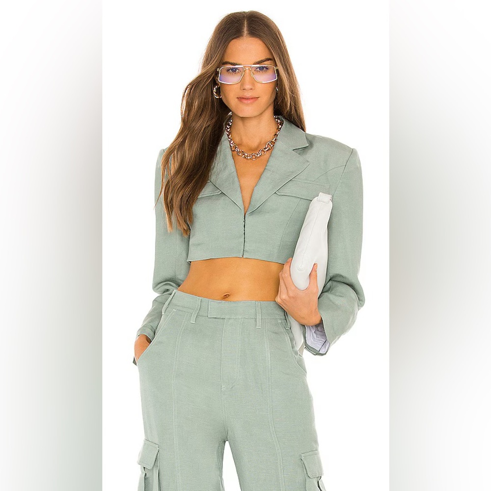 Sea Salt Green Cropped Blazer